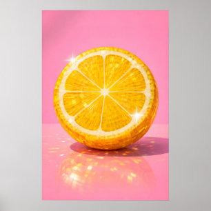 Affiche Disco Lemon, Fruit de boule à facettes ros