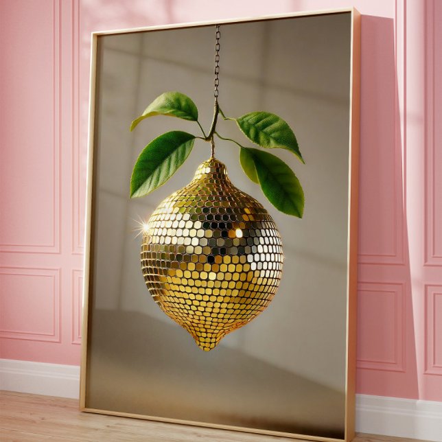 Affiche Disco Lemon Wall Art, Aesthétique Pop Art Home (Disco Ball)