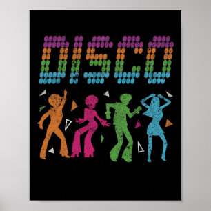 Affiche Disco Party Dancing les années 70 Style Retro Disc