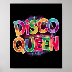 Affiche Disco Queen Vintage 80's Retro Party tenue féminin