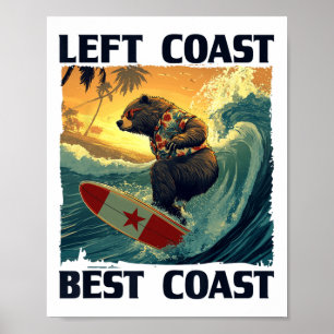 Affiche Discours Left Coast, Best Coast avec surf cool Be