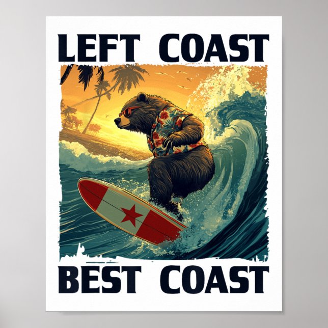 Affiche Discours Left Coast, Best Coast avec surf cool Be (Devant)