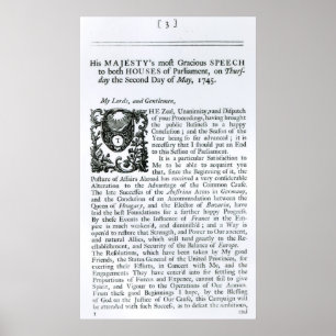 Affiche Discours royal aux deux Chambres du Parlement