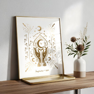 Affiche Diseur de bonne aventure étoile et lune Monogramme