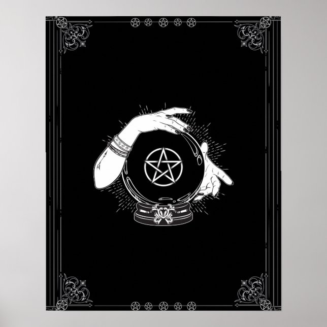 Affiche Diseur de bonne aventure mystique noir Boule de cr (Devant)
