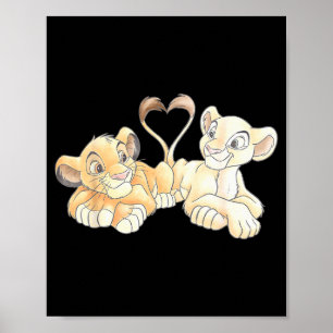 Affiche Disney Le Roi Lion Simba et Nala cœurs Valenti