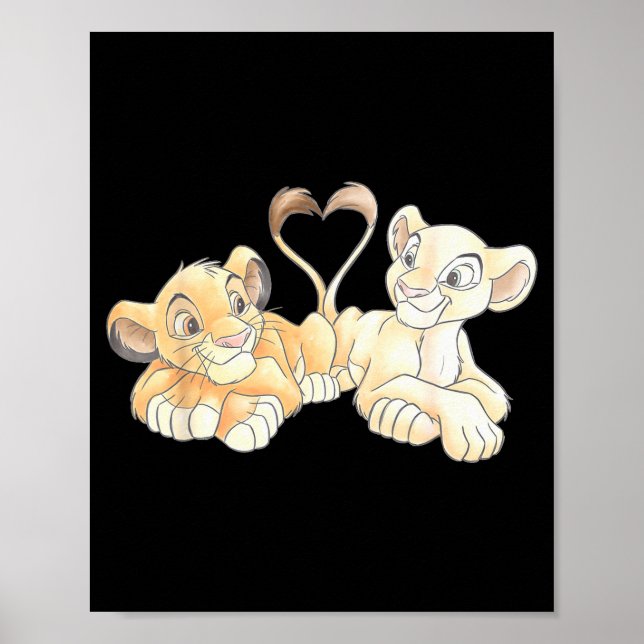 Affiche Disney Le Roi Lion Simba et Nala cœurs Valenti (Devant)