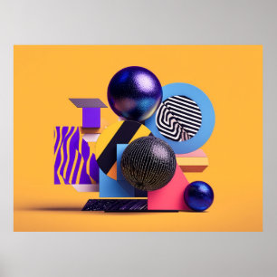Affiche Disposition abstraite avec des sphères colorées