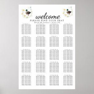 Affiche Disposition de mariage de canard colvert de fleur 