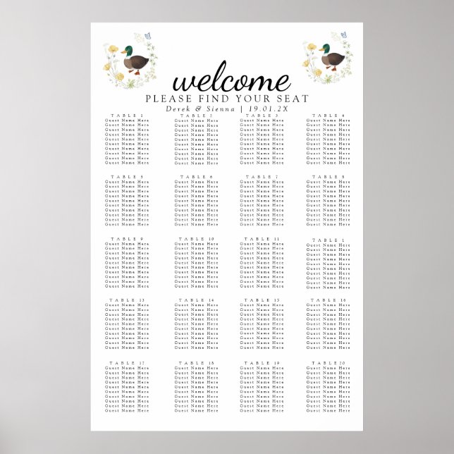 Affiche Disposition de mariage de canard colvert de fleur  (Devant)