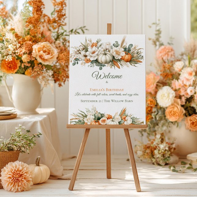 Affiche Disposition Florale Bohème d'Automne pour un Anniv (Créateur téléchargé)