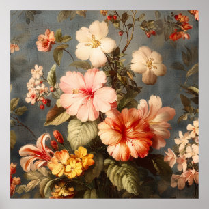 Affiche Disposition florale vintage vibrante