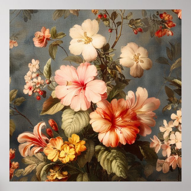 Affiche Disposition florale vintage vibrante (Devant)