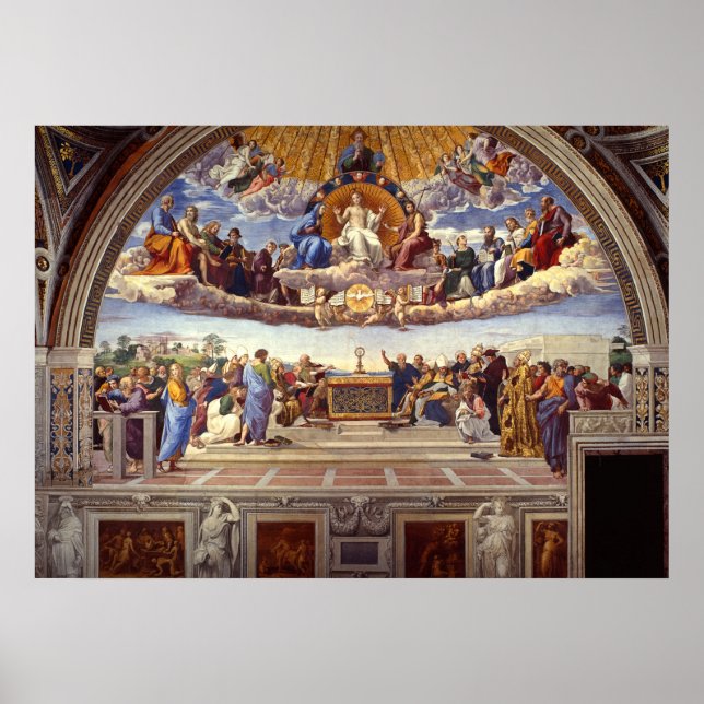 Affiche Disputation du Saint Sacrement par Raphael (Devant)
