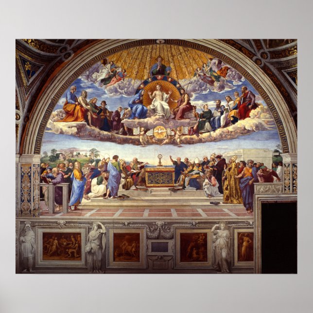 Affiche Disputation du Saint Sacrement par Raphael (Devant)