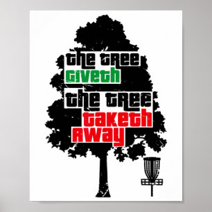 Affiche Disquage Golf Drôle Disque Sports Arbre Icône Art 