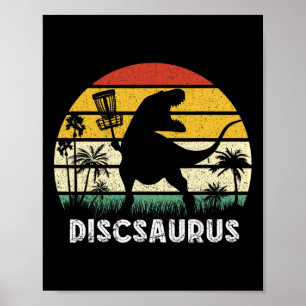 Affiche Disque de golf dinosaure rétro joueur de disque de