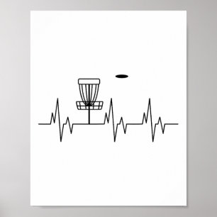 Affiche Disque de golf drôle battement de coeur Mignon Spo