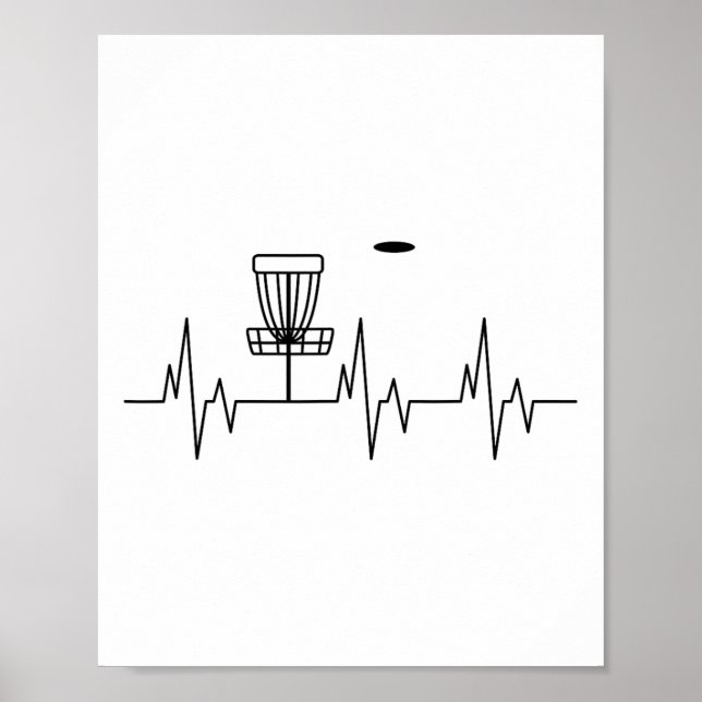 Affiche Disque de golf drôle battement de coeur Mignon Spo (Devant)