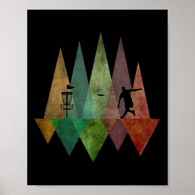 Affiche Disque de golf géométrique stylisé cool  (Devant)