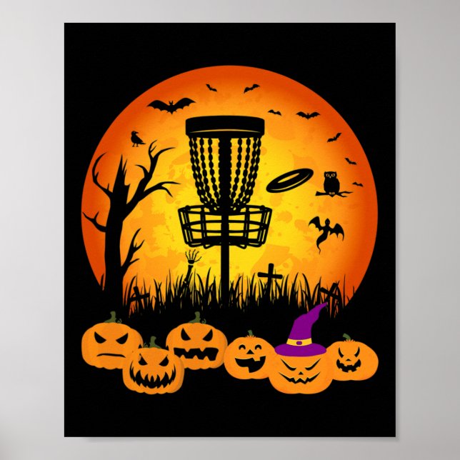 Affiche Disque de golf rétro Halloween cimetière effrayant (Devant)