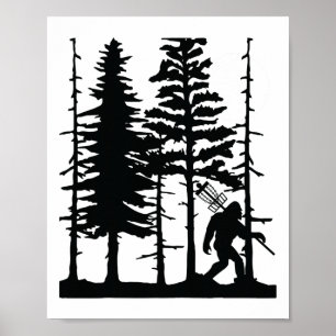 Affiche Disque Golf Bigfoot Cachant la faune Arbres Nature