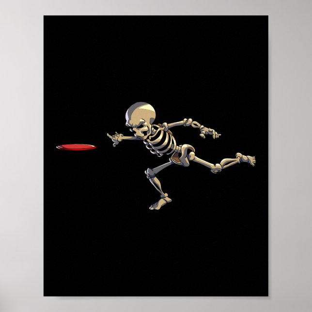 Affiche Disque Golf Skeleton Halloween Hommes Disque Golf  (Devant)