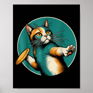 Affiche Disque Golfer Cat Disque Golf Player Funny Hallowe