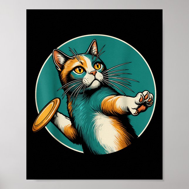 Affiche Disque Golfer Cat Disque Golf Player Funny Hallowe (Devant)