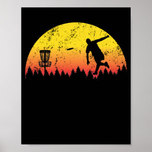 Affiche Disque Sunset Golf Arbre Panier Volant