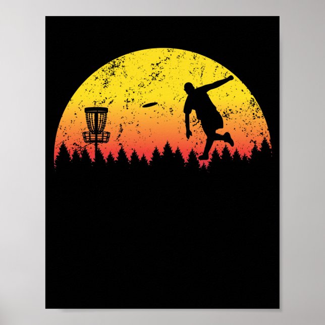 Affiche Disque Sunset Golf Arbre Panier Volant (Devant)