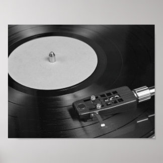 Affiche Disque vinyle jouant sur une platine
