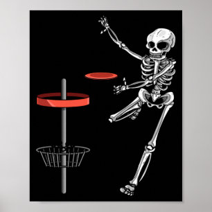 Affiche Disque volant de golf squelette Halloween Frisbee