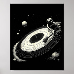 Affiche Disques vinyles Space DJ pour hommes Système solai