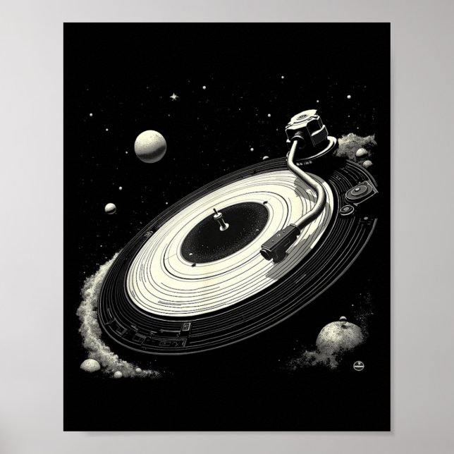 Affiche Disques vinyles Space DJ pour hommes Système solai (Devant)