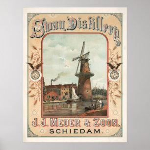 Affiche Distillerie de cygne, J.J. Meder & Zoon, Schiedam