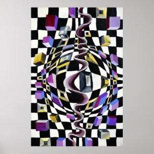 Affiche Distorsion spatiale avec illusions de perspective