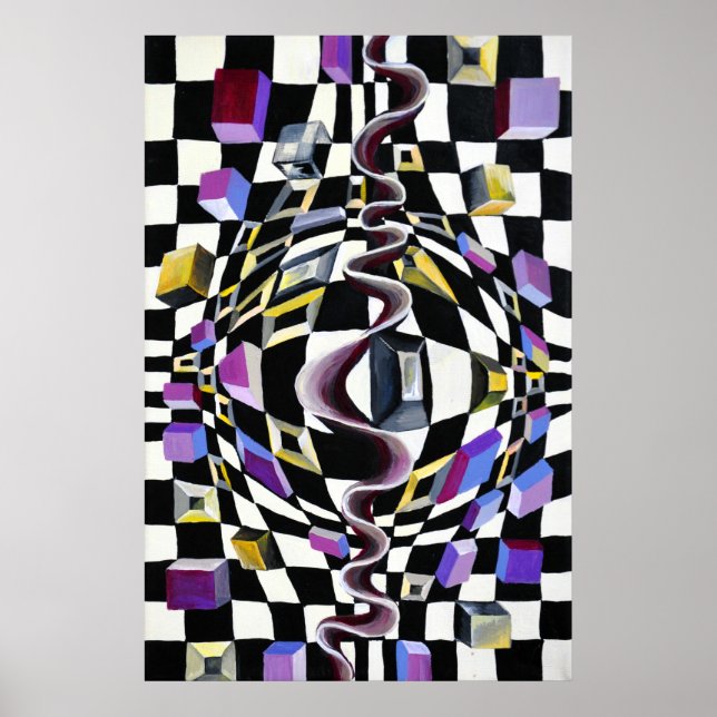 Affiche Distorsion spatiale avec illusions de perspective (Devant)