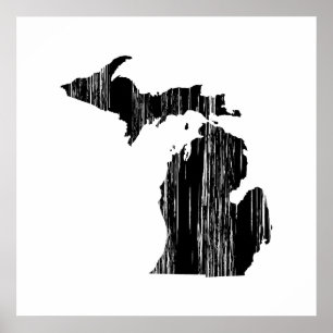 Affiche Distressed Michigan State Outline