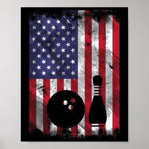 Affiche Distressed Us Drapeau Bowling Patriotic Bowler Hom