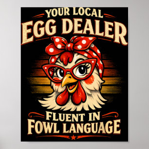 Affiche Distributeur d'oeufs local drôle ferme de poulets