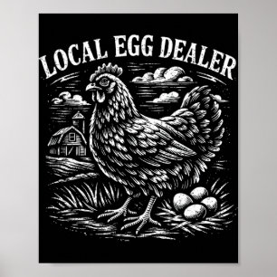 Affiche Distributeur d'oeufs local drôle ferme de poulets