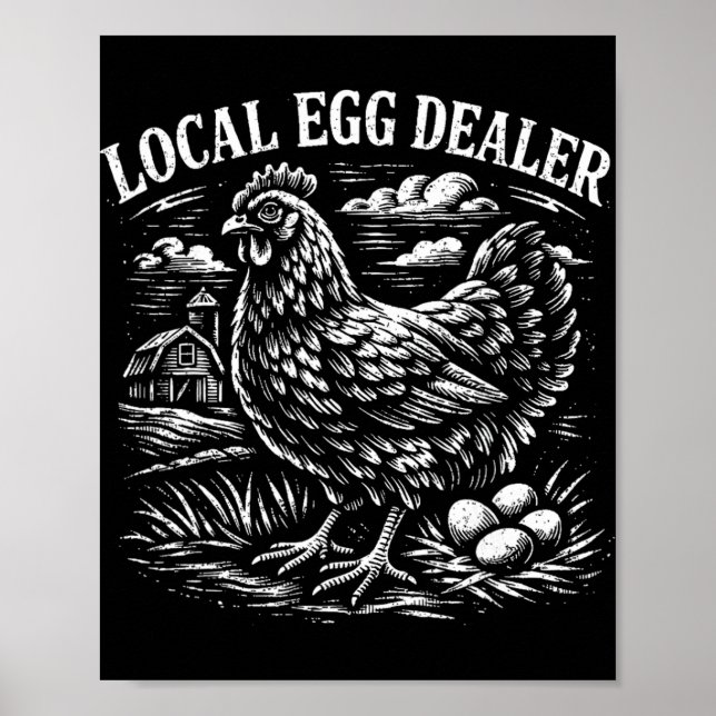 Affiche Distributeur d'oeufs local drôle ferme de poulets  (Devant)