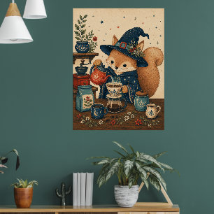 Affiche Distributeuse de café Sorcière Écureuil
