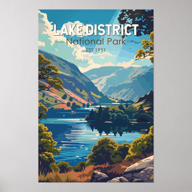 Affiche District des lacs Parc national d'Angleterre Voyag (Devant)