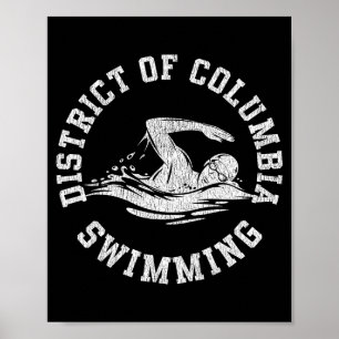 Affiche District Of Columbia Natation Rétro en détresse Sw