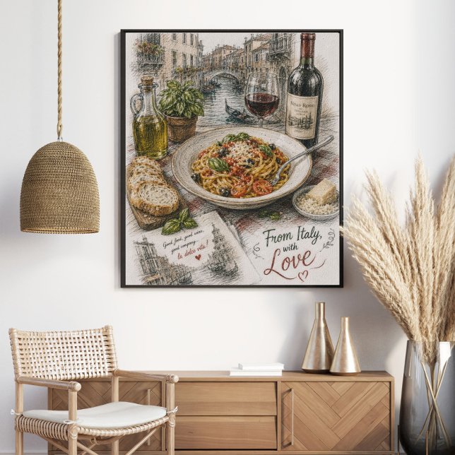 Affiche d'Italie, avec Amour | Pâtes vénitiennes (Créateur téléchargé)