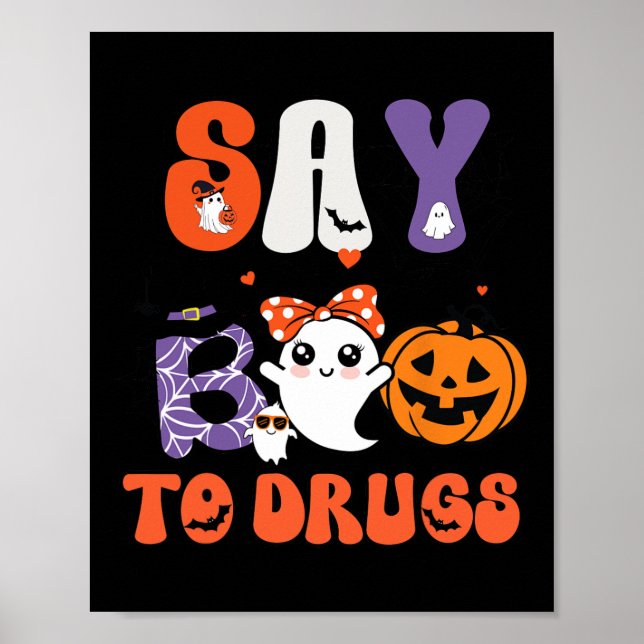 Affiche Dites Boo À Drogues Drôle Halloween Red Ribbon Wee (Devant)