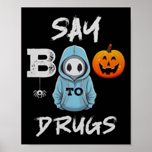 Affiche Dites Boo À Drogues Drôle Halloween Red Ribbon Wee