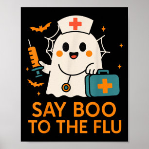 Affiche Dites Boo À L'Infirmière Grippe Halloween Vaccine 